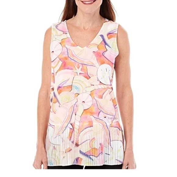 𝅺ellen Negley Art to Sol V Neck Tunic Sand Dollar - Picture 4 of 4